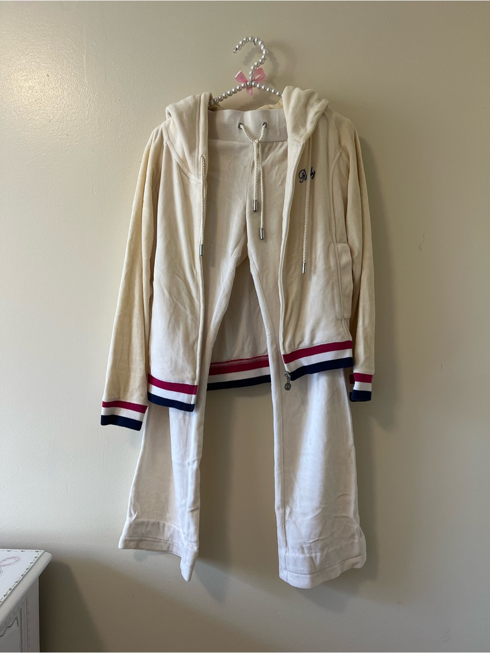 Women's Cream Hooded Jacket with matching pants